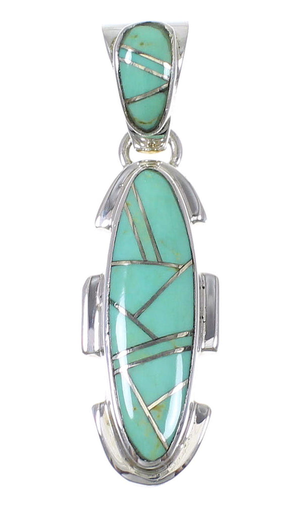 Turquoise Southwestern Silver Pendant QX78980